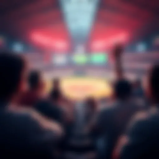 Fans cheering for a baseball game with betting slips and a scoreboard in the background