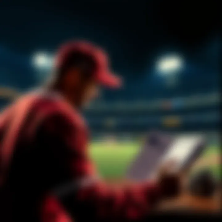 A person reviewing baseball stats and betting options for upcoming games.