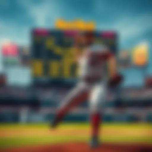 Baseball pitch controversy A baseball player throwing a pitch during a game with a scoreboard showing the game details, highlighting a strike dispute.