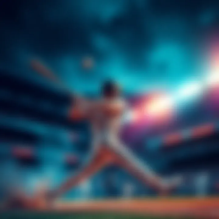 A baseball player swings at a pitch, making contact with the ball as it soars into the sky during a game.