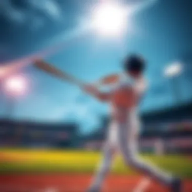 A baseball player swings a bat, sending the ball flying into the air during a game