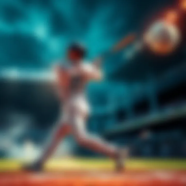A baseball player swinging the bat and hitting a home run, with the ball soaring into the sky and fans cheering in the background