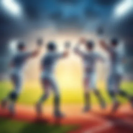 A group of baseball players celebrating after hitting a home run on the field