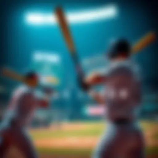 Junior Caminero and Kyle Schwarber practice swinging bats before the home run derby event