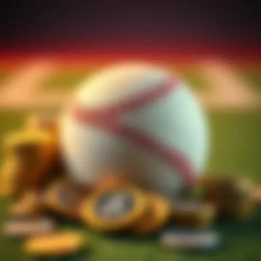 A baseball and tokens arranged to represent investment opportunities in a game setting