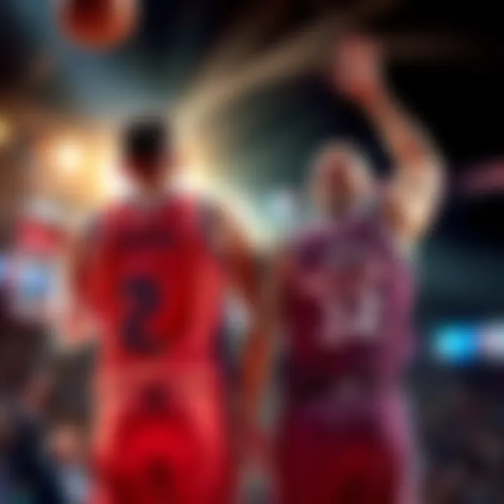 Two basketball players celebrating a win, one wearing a jersey with the name Brown and the other with Vucevic, showing excitement on the court.