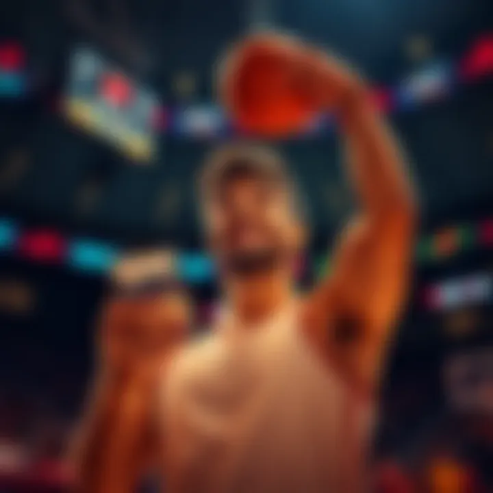 Basketball Betting Success A person celebrating a big win while looking at a basketball game on their phone, with a winning ticket in hand