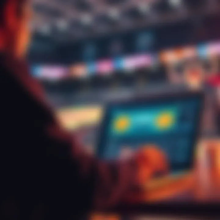 A person analyzing basketball games and making betting choices on a laptop