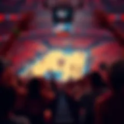 Basketball court with fans A vibrant basketball court packed with cheering fans during a game, showcasing their passion for the NBA.