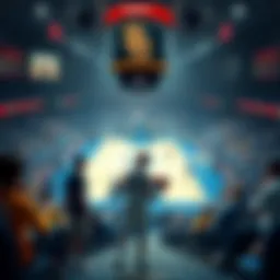 Players preparing for a college basketball game with fans in the stands