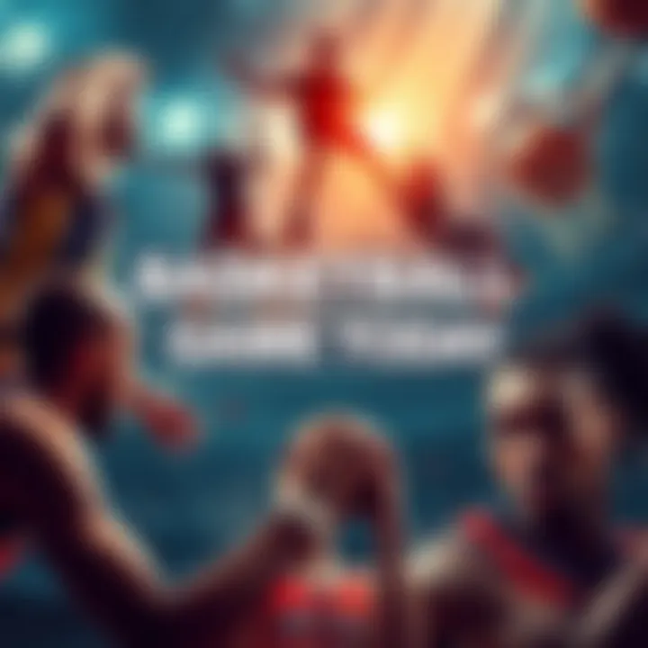 A collage of basketball players in action during games