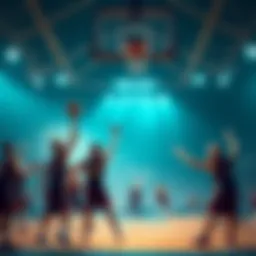 Players celebrating after scoring during a high-scoring basketball game