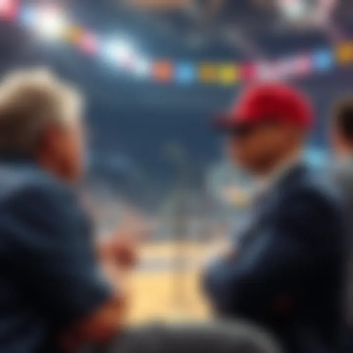 Fans discussing basketball stats during a game, showing disagreement over player assists between Underdog and ESPN