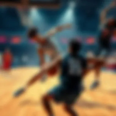 Players competing in a basketball tournament, showcasing teamwork and competition on the court.