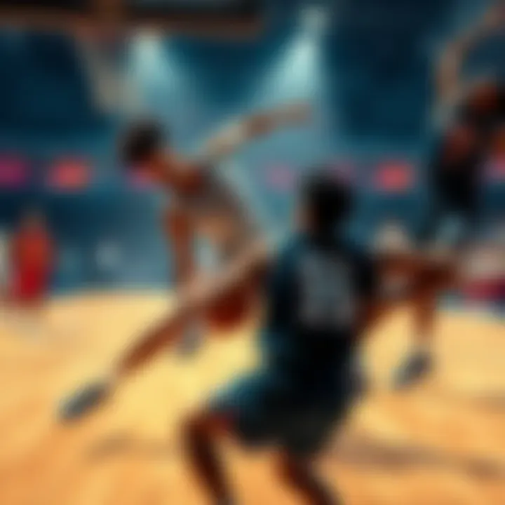 Players competing in a basketball tournament, showcasing teamwork and competition on the court.