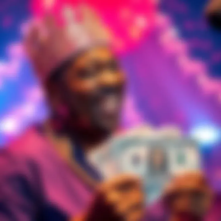 Man celebrating with money Bathob, known as the limbo king, celebrating his $10K withdrawal for his birthday with a big smile and cash in hand