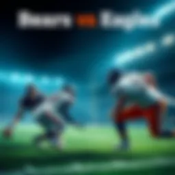 Football players from the Bears and Eagles competing on the field