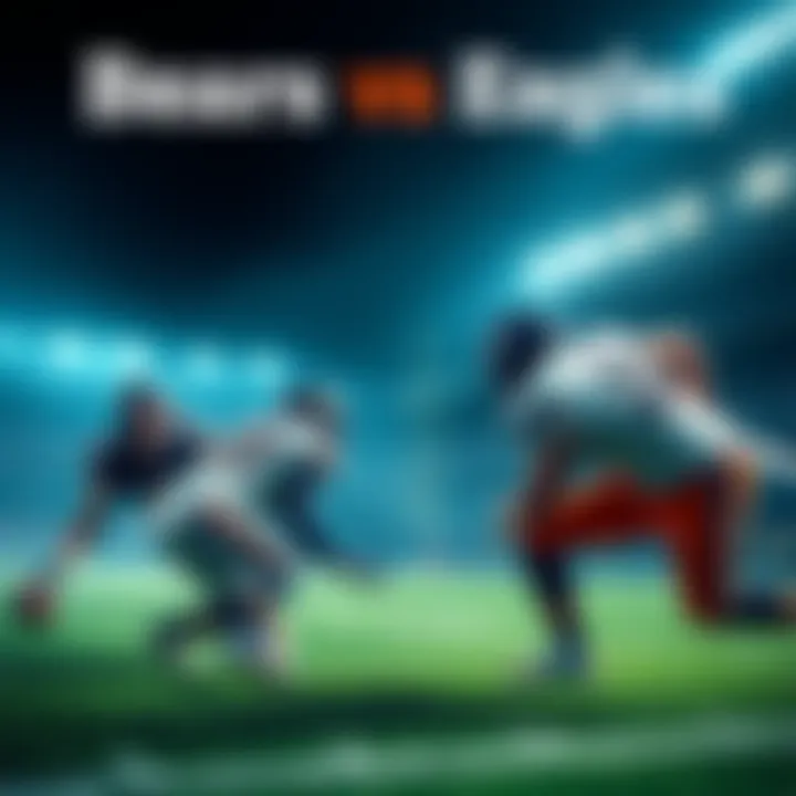 Football players from the Bears and Eagles competing on the field