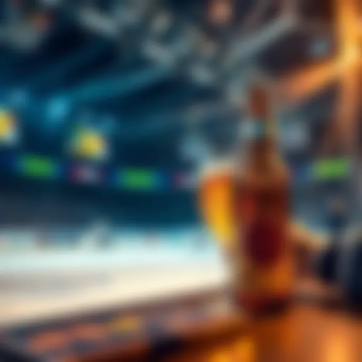 A person placing a bet on a hockey game with a beer on the table