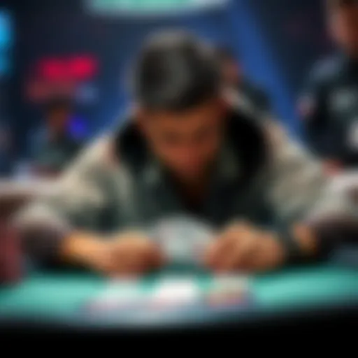 A frustrated poker player at a table looking at their cards, symbolizing the struggles of beginners in microstakes.