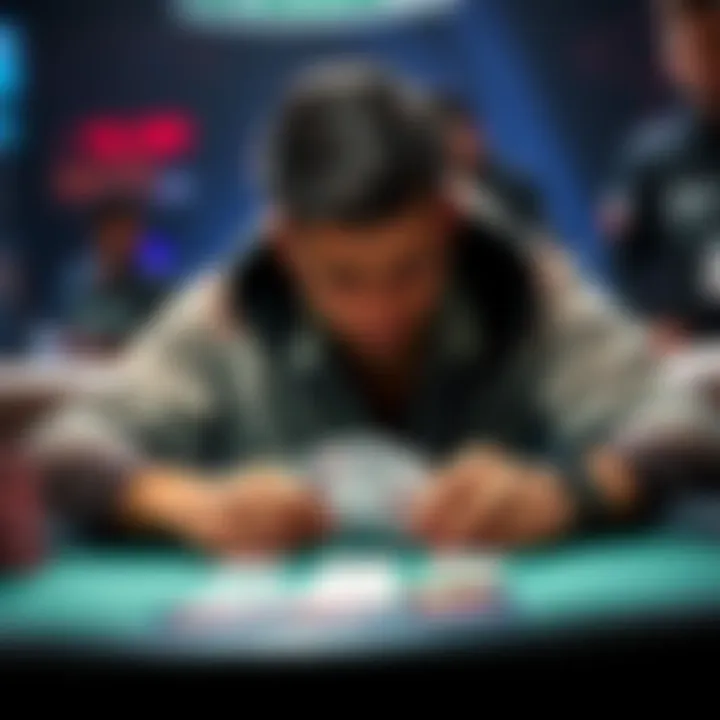A frustrated poker player at a table looking at their cards, symbolizing the struggles of beginners in microstakes.
