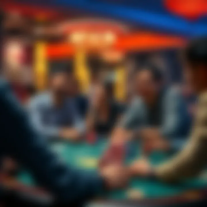 A new poker player happily playing at a free poker table with friends and chips