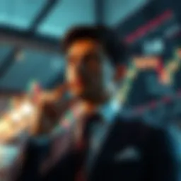 A person in business attire looking thoughtfully at a stock market chart, symbolizing the effects of Bellato's departure on the market.