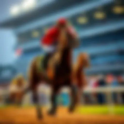A jockey riding Lost In Rome during Belmont Race 3, with excited crowds in the background