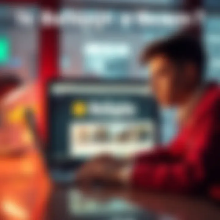 A concerned person looks at a laptop screen displaying the Belspin website, contemplating its legitimacy.