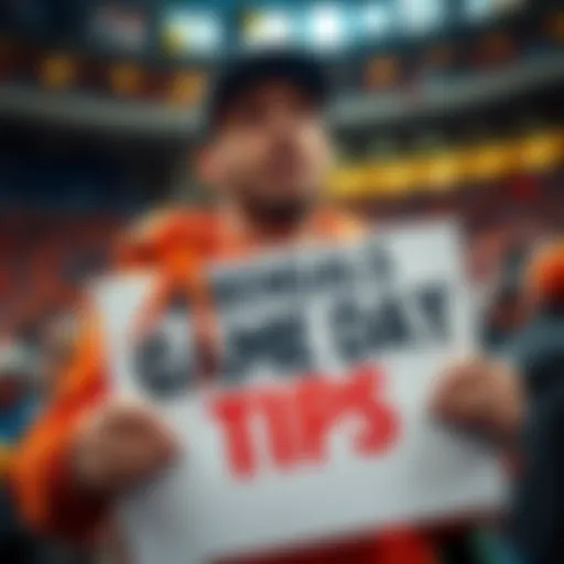 Football fan holding a sign with tips for the Bengals game