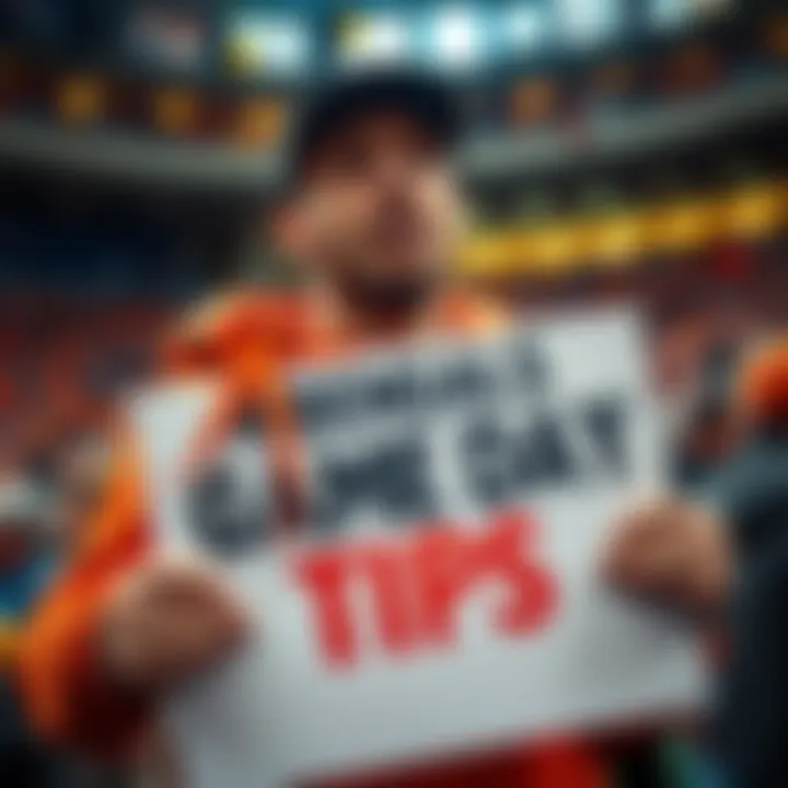 Football fan holding a sign with tips for the Bengals game