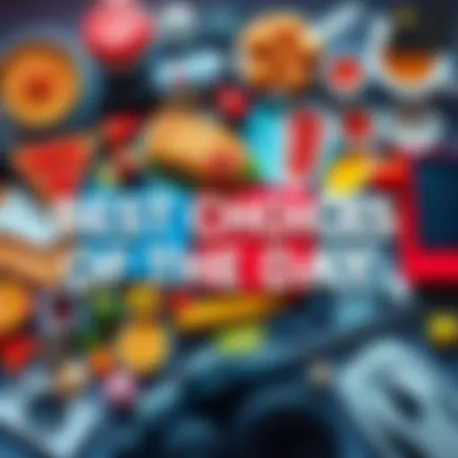 A collage of various items representing the top choices of the day, including food, gadgets, and fashion