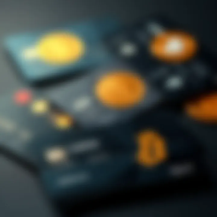 A collection of debit cards with cryptocurrency logos on them, representing secure transactions and user experiences.