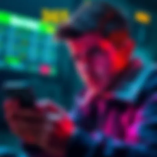 A person looking worried while checking their online betting account on a smartphone, symbolizing account hacking and financial loss.