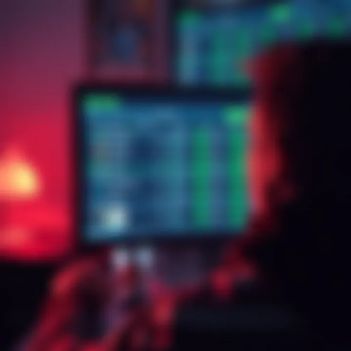 A person looking at a computer screen with betting options for Bet365, considering account purchase or loan.