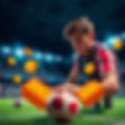 A person placing a bet on a sports game with bonus symbols around