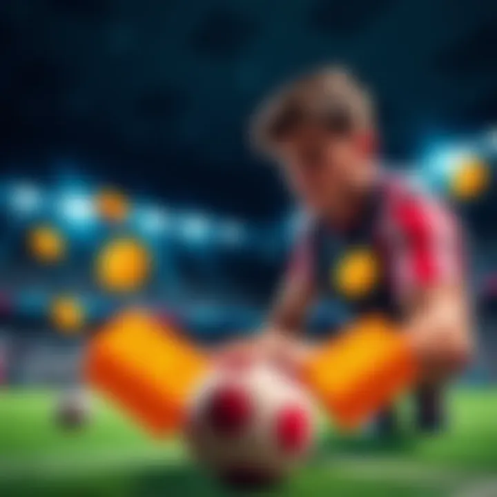 A person placing a bet on a sports game with bonus symbols around