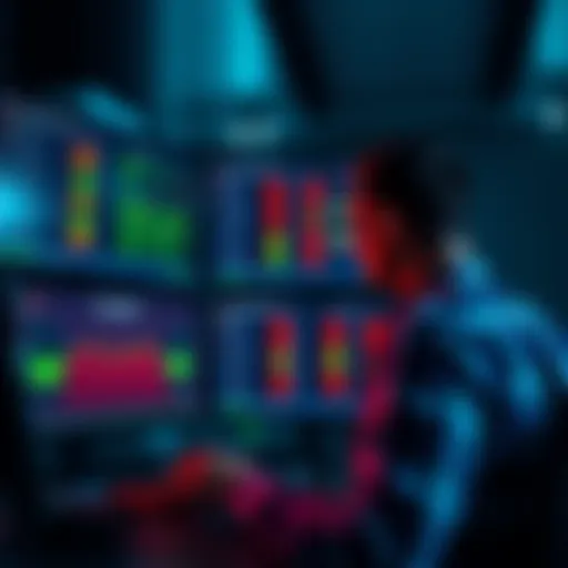 A person analyzing betting odds on multiple screens, showing different outcomes and calculations for profits.