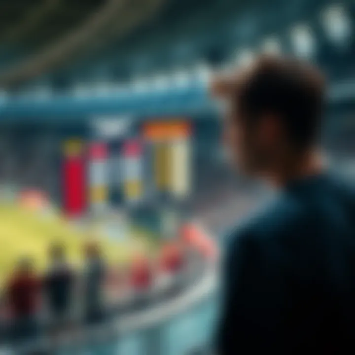 Betting Mistake A disappointed bettor looking at a game scoreboard showing winning scores in the second half after he cashed out early.