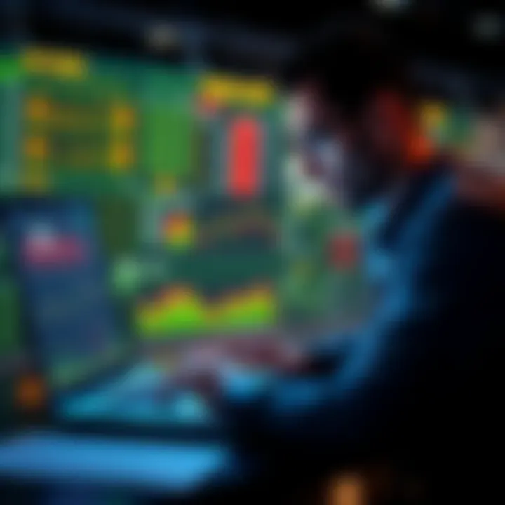 A person focused on a laptop screen with betting data and charts, looking concerned about time management.