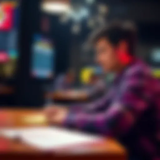 A person sitting at a table with a notebook, looking thoughtful while analyzing betting options