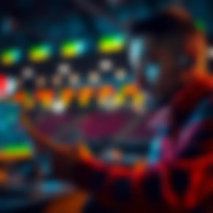 A person analyzing betting options on a digital device, looking for early exit opportunities despite losses.