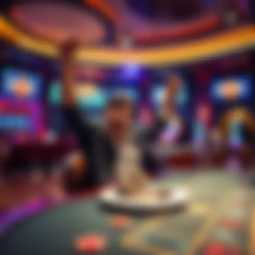 A person celebrating a win at a betting table in Hard Rock Bet, showing excitement and joy.