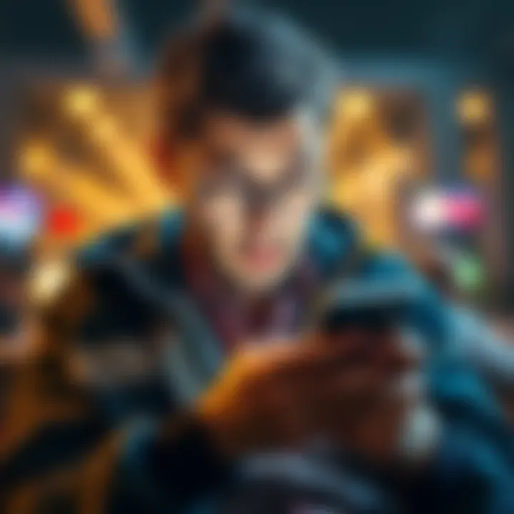 A concerned bettor looks at their smartphone, showing reduced betting limits after a significant win, with an expression of disappointment