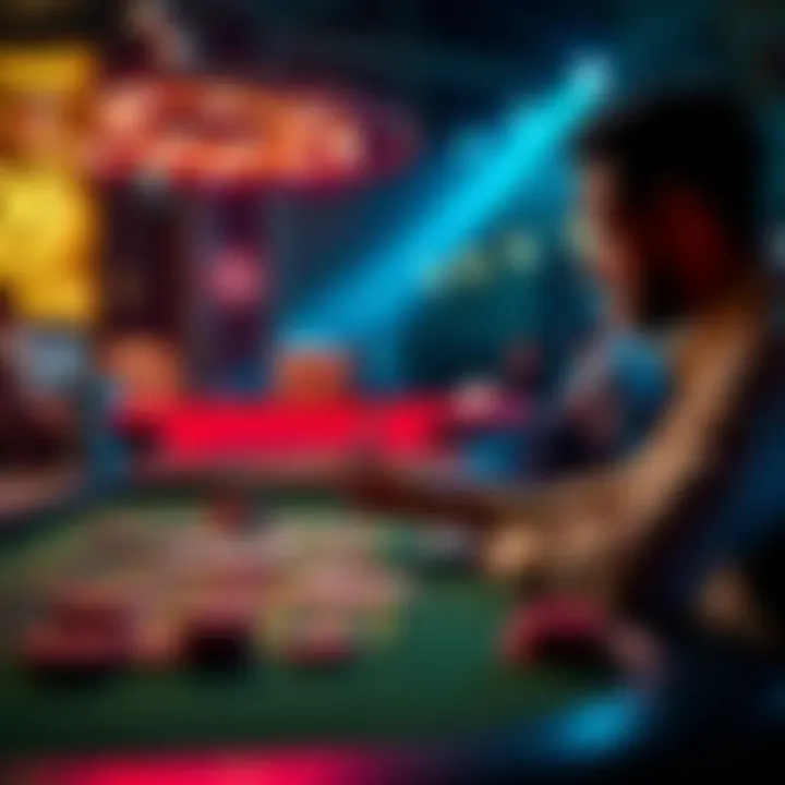 A person placing a $100 bet at a gaming table, focused and hopeful for a big win.