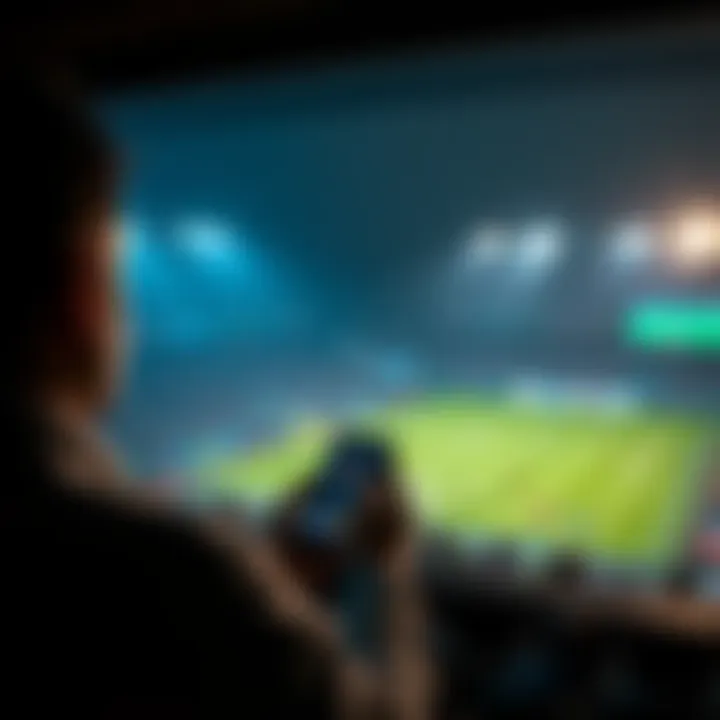 A person placing a bet on specific match events like goals and cards while watching a soccer game