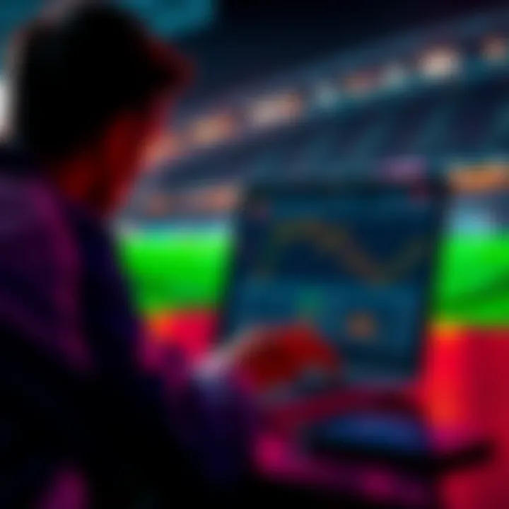 A person reviewing betting options on a laptop, with charts and statistics displayed on the screen