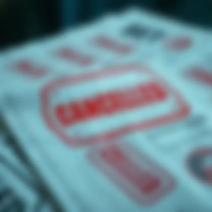 A betting slip marked with red cancelled stamps lying on a table, symbolizing cancelled bets.