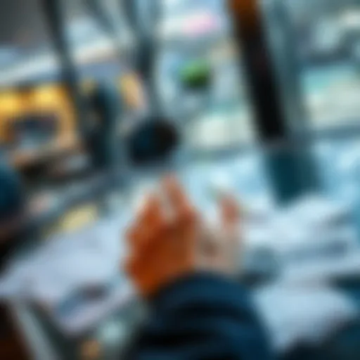 A person examining betting slips on a table, trying to find clues about another's bets