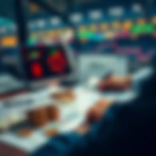 Betting Strategies Person analyzing betting strategies with money and charts on a table